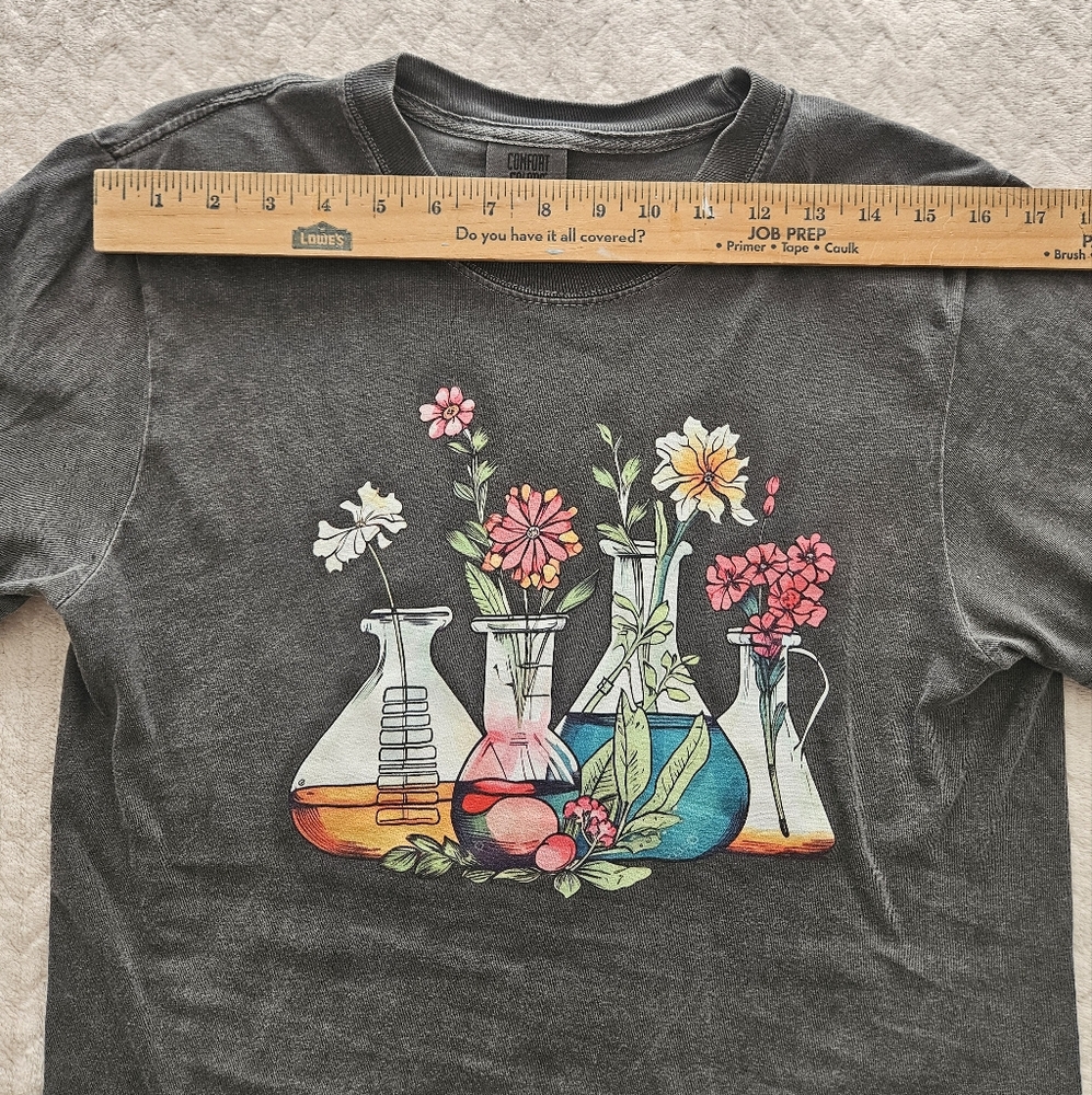Flowers And Science Tee, Size Small - Picture 5 of 7